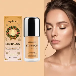 Zephoco Gold Schimmer Flüssiger Lidschatten Perlmutt Wasserdicht Langanhaltend Glitzer Augen Makeup Funkelnder Goldener Lidschatten