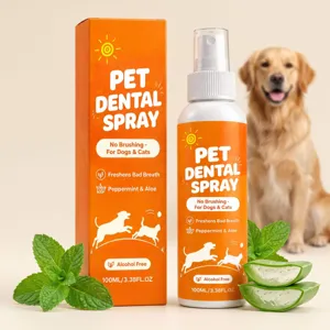 Spray Orale per Animali Rinfrescante Alito per Cani e Gatti Menta Aloe Cura Dentale Senza Spazzolatura Spray Detergente Formula Orale