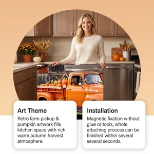 Retro Magnetic Dishwasher Cover Decal Christmas Halloween Festive Kitchen Decoration Pumpkin Reindeer Sign Panel Sticker