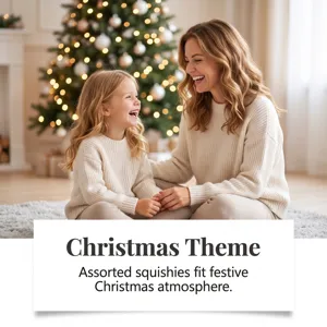 A woman and child share a festive moment beside a glowing Christmas tree in a cozy living room