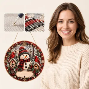 DIY Kerstmis Diamond Painting Ornament Kit Kerstman Sneeuwpop Peperkoekhuisje Patroon Acryl Strass Hangende Decoratie Voor Vakantie Huis Muur Decor