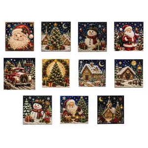 Ensemble de 11 tableaux diamant 5D de Noël avec Père Noël, bonhommes de neige, sapins et maisons