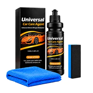 Trattamento auto universale da 100 ml per pneumatici, pelle e cruscotto, con panno e spugna