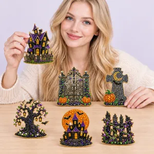 DIY Diamantschilderen Hangende Ornamenten Acryl Strass Kunstparel Halloween Kerstmis Feestelijke Huisdecoratie Ornamenten