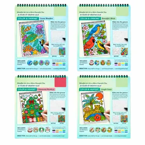 Ensemble de quatre livres de coloriage à spirale sur l’océan, les oiseaux, Noël et la jungle