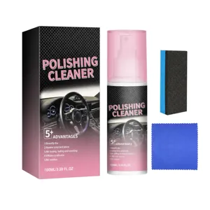 Poetsset van 100 ml voor auto-interieur met roze sprayflacon, sponsapplicator en microvezeldoek