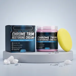 Auto Chroom Trim Restorer Crème Polijstpasta Milde Reiniging En Roestverwijdering Herstel Glans Voor Oude Pickup Voertuig Chroom Oppervlakken Met Spons
