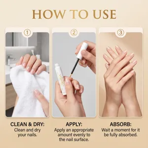 Nagelpflege in drei Schritten: Nägel reinigen und trocknen, Serum auftragen und einziehen lassen.