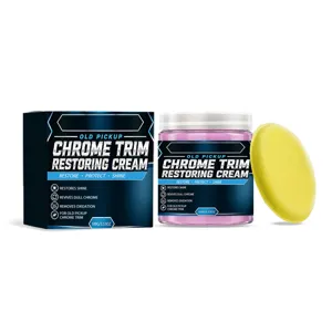 Herstelcrème voor chromen sierlijsten, pot van 100 g met gele spons en productdoos