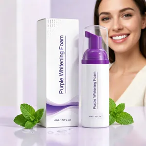 Purple Teeth Whitening Foam Teeth Cleaning Mousse Mint Breath Freshening Portable Oral Care For Adults