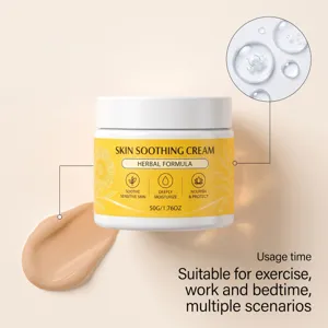 Cream jar with a yellow label, a swatch beside it, and a magnified view of the smooth texture