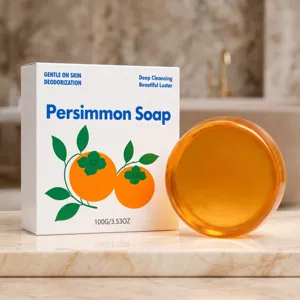 Savon Transparent au Persimmon Nettoyage Doux Désodorisant Barre de Bain Corporelle Glycérine Naturelle Biologique Savon Rafraîchissant