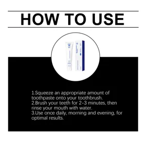 How-to-use layout with a toothpaste tube and box above three steps for brushing and rinsing