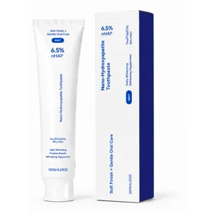 Mint nano-hydroxyapatite toothpaste with 6.5% nHAP, shown beside its white-and-blue box