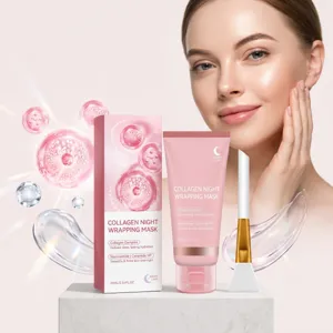 Collagen Night Wrapping Mask Deep Moisturizing Peeling Face Mask With Silicone Brush Set For Women Hydrating Firming Night Skin Care
