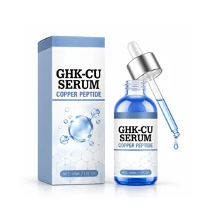 GHK-CU gezichtsserum met koperpeptide in een blauwe glazen pipetfles, inclusief doosje van 30 ml