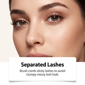 Primer plano de unos ojos con pestañas largas y bien separadas, para un acabado limpio sin grumos