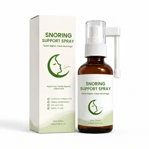 Spray orale anti-russamento da 20 ml, flacone in vetro ambrato con erogatore bianco e scatola