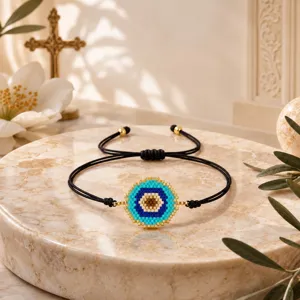 Pulsera de Mal de Ojo Tejida a Mano Étnica para Hombres Mujeres Pulsera de Cuerda Ajustable Hand Rope Joyería Bohemia de Cuentas de Vidrio Regalo