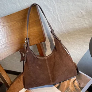 Sac Fourre-tout Vintage en Cuir Véritable Givré pour Femmes Grande Capacité Rétro Sac à Épaule Sac Hobo Pendentif Étoile