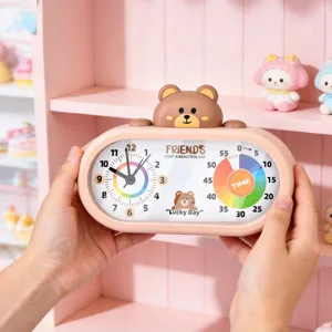 Cute Cartoon Animal Visual Timer Alarm Clock For Kids Plastic Rechargeable Mute Table Clock For Students Study Tool