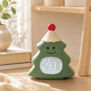 Weihnachtsbaum LED Digitaler Wecker Nachtlicht Silikon Augenschutz Nachttischlampe Für Kinder Studenten Geschenk