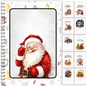 Holographic Christmas Gift Card Booklet Merry Christmas Spiral Notebook Gift Card Holder Book For Holiday Party Festive Stationery Gift