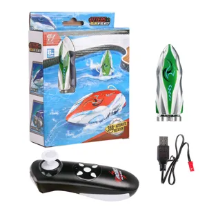 Mini RC Stunt Speedboat High Speed Remote Control Water Toy Boat For Boys Pool Lake 360 Degree Flip Waterproof Racing Boat Includes Remote And USB Cable