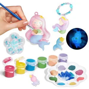 DIY Leuchtende Meerjungfrau Armband Bastelset Für Mädchen Malerei Kunst Und Handwerk Set Mit Acrylfarben Perlen Und Ornamenten Geschenk