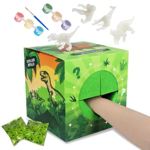 Leuchtendes Dinosaurier-Malset in grüner Überraschungsbox mit Farben, Pinsel und Figuren