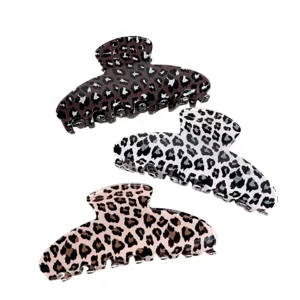 Women's Korean Leopard Print Acrylic Hair Claw Clip Vintage Geometric Large Hair Catch Clip Fashion Hair Accessory Hairpin