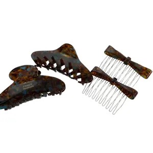 Korean Style Classic Acetate Tortoiseshell Pattern Hair Claw Clip Geometric Bone Hairpin Elegant Bow Hair Comb Wholesale Women Jewelry