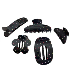 Molla per Capelli in Stile Coreano con Pois Colorati per Donna Nera in Resina Modello Geometrico Elegante Accessorio per Capelli