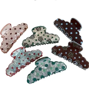 Pinza per Capelli Grande in Stile Francese Elegante Fermaglio a Squalo Decorato Accessori per Capelli da Donna a Forma di Ventaglio