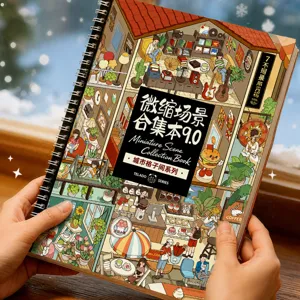 Miniature Scene Sticker Collection Book Cute Cartoon 3D House Scrapbooking DIY Materials Spiral Bound PET Sticker Book For Kids Students Hobbyists