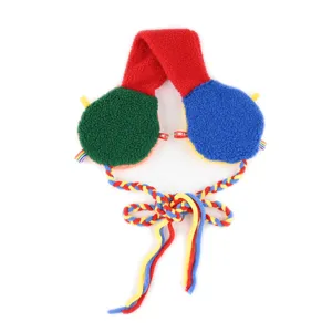 Koreanische Regenbogen Farbblock Plüsch Ohrenschützer Winter Warm Lammwollimitat Kontrastfarbe Schnür-Ohrenschützer Für Herren Damen