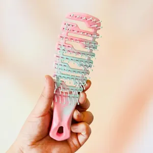 Brosse à Cheveux Ajourée Portable pour Enfants Peigne Démêlant pour Massage du Cuir Chevelu Dégradé Brosse de Coiffage en Matériau PP