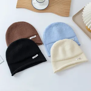 Modische Damen Winter Warm Strickmütze Beanie Lässig Weich Ohrenschutz Einfarbig Wollmütze Für Jugendliche