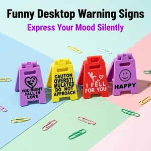 Creative Mini Warning Sign Desktop Ornament Office Fun Slogan A-Frame Plastic Sign Decoration For Worker Desk Humorous Gift