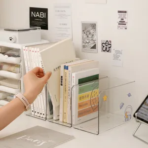 Minimalist Transparent Desktop Book Rack Thickened Plastic Book Stand File Storage Holder For Students Office Desktop Organization