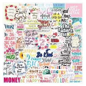 Waterproof Inspirational PVC Sticker Set Decorative Lettering Decals For Laptop Suitcase Water Bottle Journal Stationery Art Supplies