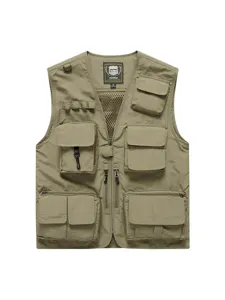 Men Utility Vest Multi Pocket Outdoor Waistcoat Breathable Mesh Fishing Vest Hiking Gilet Sleeveless Utility Jacket