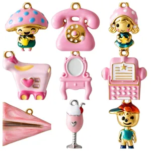 Ciondoli in Acciaio Inossidabile 316L Cartone Animato Smalto Per Gioielli Fai Da Te Collane Bracciali Accessori Popcorn Gelato Fungo Ragazza