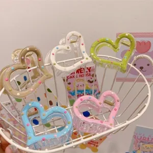 Pince à Cheveux Cœur Douce Pois Colorés Clip Requin en Acrylique Nouveau Style d'Été Accessoires de Coiffure pour Femmes