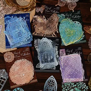 Papel de Material para Scrapbooking Calado Vintage Papel Decorativo de Encaje Floral Retro para Diario Creación de Tarjetas Manualidades DIY