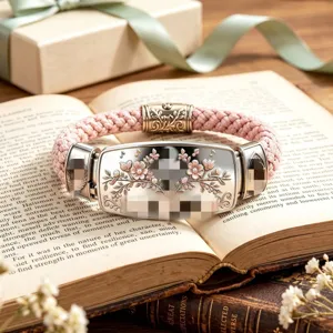 Bracciale Intrecciato in Lega Faith Over Fear per Donna Vintage Fiore Nota Musicale Croce Incisa Gioielli Religiosi Regalo