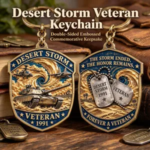Llavero Conmemorativo Veterano Desert Storm Metal Relieve Regalo Militar Hombre Bronce 1991 Souvenir de Guerra Colgante