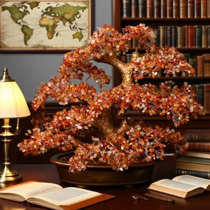 Natural Crystal Amethyst Money Tree Ornament Handmade Gemstone Bonsai Tree With Golden Trunk For Home Office Living Room Decor Prosperity Gift