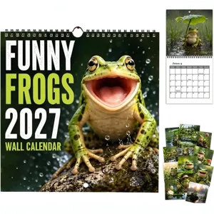 Grappige Kikker 2027 Wandkalender Spiraalbinding Dierenthema Maandelijkse Planner Voor Huis Kantoor Muur Decoratie Kalender Cadeau