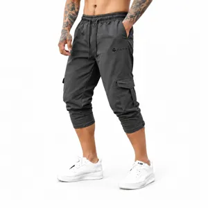 Men's Casual Cargo Shorts Loose Straight Fit Multi-Pocket Drawstring Elastic Waist Outdoor Streetwear Capri Pants